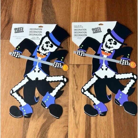 NOS Vintage 6 Halloween Die Cuts Hallmark 1980s 1990s Ghost Bat Skeleton JOL NEW - Picture 3 of 7